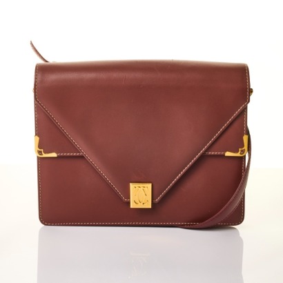 Cartier, Must de Cartier, Burgundy Leather Flap Bag