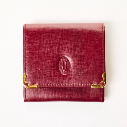Cartier, Must de Cartier, Burgundy Leather Coin Purse