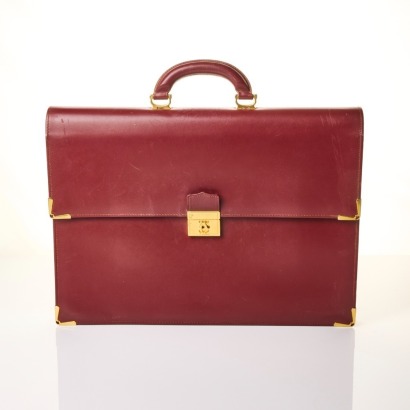 Cartier, Must de Cartier, Burgundy Leather Brief Case - Fair condition