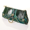 Dolce & Gabbana, Green Leather / Metallic Tweed Shoulder Bag - 2