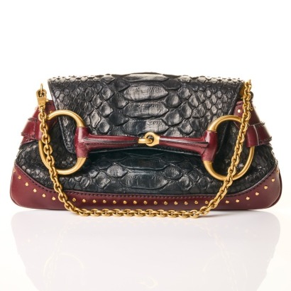 Gucci, Horsebit Black Python 1955 Shoulder Bag