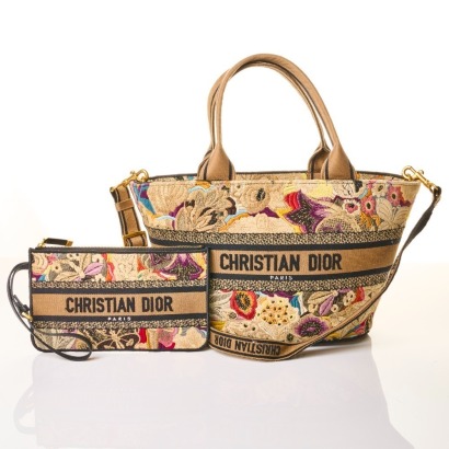 Christian Dior, Butterfly Brocart Hat Basket Tote Bag