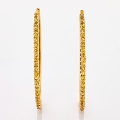 18ct Yellow Gold, 1.80ct Yellow Sapphire Hoop Earrings