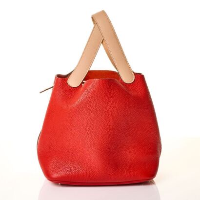 Herm&egrave;s, Rouge Tomate Rose Eglantine Taurillon Cl&eacute;mence Swift Picotin Lock Eclat 22