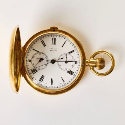18ct Yellow Gold, Baume-Longines, Full-Hunter Chronograph Pocket Watch circa 1909