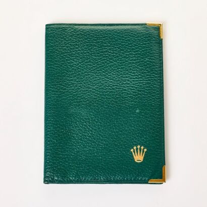 Green Leather Rolex Passport Holder / Wallet