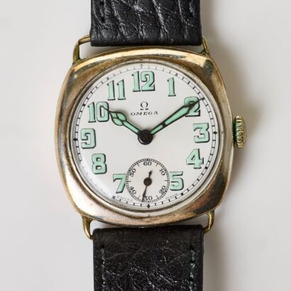 Sterling Silver, OMEGA, Cushion Cased Wristwatch Circa 1923