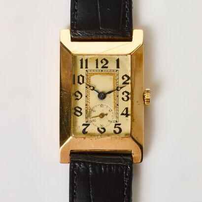 9ct Yellow Gold, Datum, Tank Style Wristwatch circa 1940's