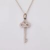 Tiffany & Co. 18ct White Gold, 0.12ct Diamond Key Pendant Necklace with Box