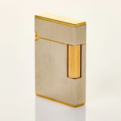 S.T. Dupont Vintage Palladium and Gold Plated S.T. Dupont Ligne 2 Small Lighter circa, 1990's