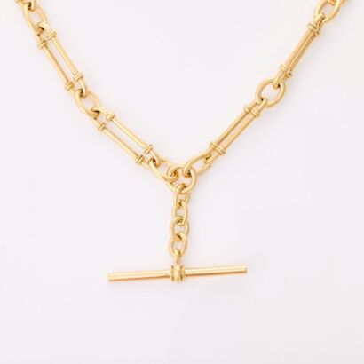 9ct Yellow Gold, 46cm Fob Chain with T Bar