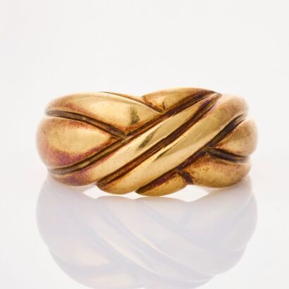 9ct Yellow Gold, Domed Plaited Style Ring