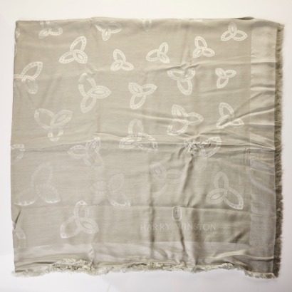 Harry Winston, 53% Cashmere / 47% Grey Silk Scarf with Box