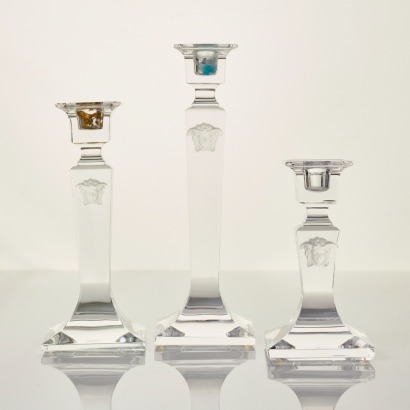 Versace x Rosenthal, Graduated Crystal Versace Candlesticks - Set of Three