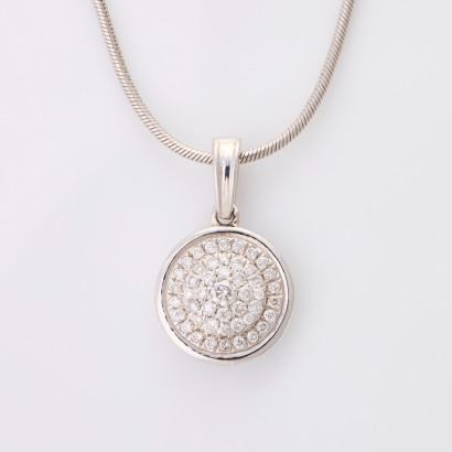 9ct White Gold, 0.25ct Diamond Cluster Pendant with 14ct White Gold Chain