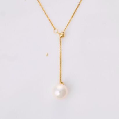 18ct Yellow Gold, Modern, 42cm Fine Chain 8mm Pearl Necklace