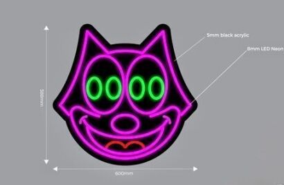 A Felix the Cat Neon in Hot Pink and Green