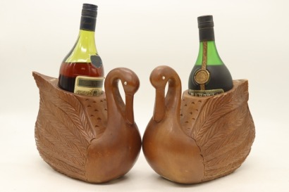 (1) Martell & Martell V.S.O.P Cognac in Wooden Swan Holders, 2 Bottles Sold as One Lot