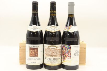 (1) 2011 E. Guigal Cote Rotie La Mouline, La Landonne & La Turque Horizontal Exploration Case, 3 Bottles Sold as One Lot (GB) [JR18-18.5] [RP98-99]