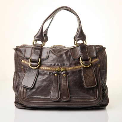 Chlo&eacute;, Moka Crinkled Glazed Leather Bay Bag