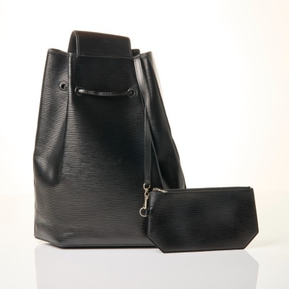 Louis Vuitton, Noir Epi Leather Sac &agrave; Dos Drawstring Sling Backpack