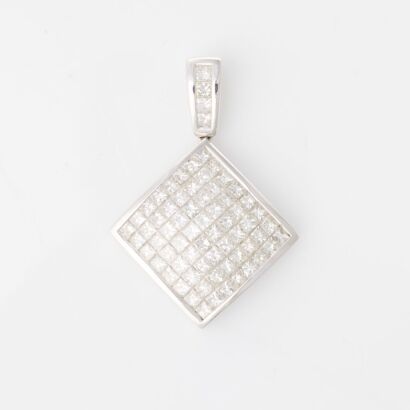 18ct White Gold, Modern, 1.36ct Diamond Pendant