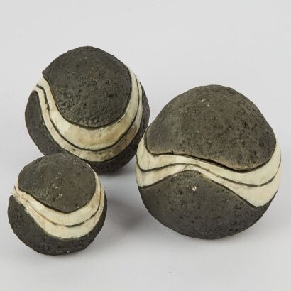 A Trio of Ceramic Ovoid Forms in the Style of Rick Rudd