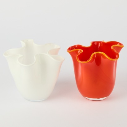 A Pair of Glass Handkerchief Vases
