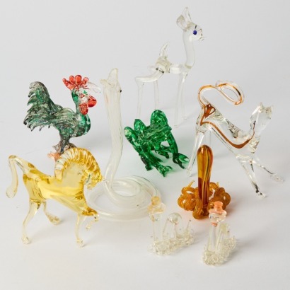A Collection of Vintage Glass Animal Ornaments