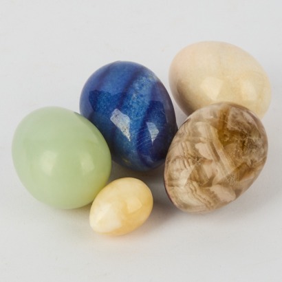 A Collection of Five Marble Eggs. Four Big, One Smaller