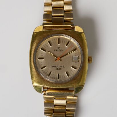 Gold Plated, 37.5mm Edox Electronic Mechanical Wristwatch, circa 1970's