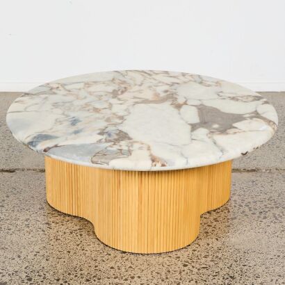 A Soren Liv Artie Wave Ripple Marble Topped Table
