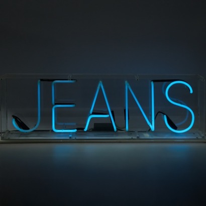 An Authentic Gas Neon Jeans Sign