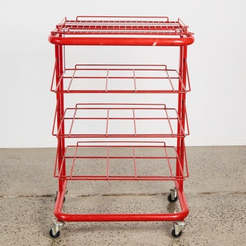 A Red Metal Shelving Unit/Trolley Ex-New Zealand Post