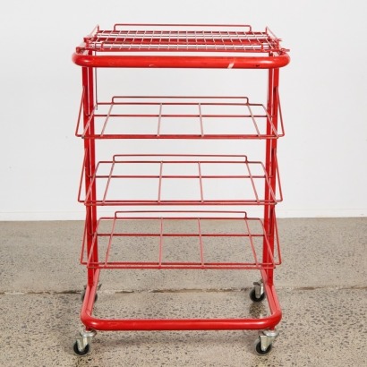A Red Metal Shelving Unit/Trolley Ex-New Zealand Post