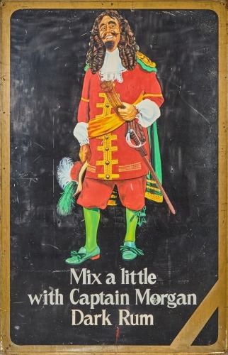 A Large Hand-Painted Captain Morgan Rum Advertisement From the Kings Arms Tavern in Auckland