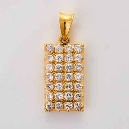20ct Yellow Gold, .56ct Diamond Set Pendant