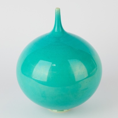 A Peter Collis Orb Vase in Teal