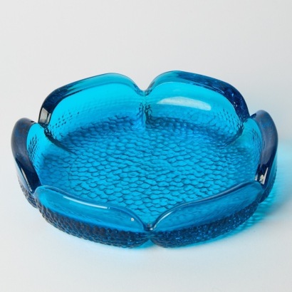 A Vintage Blue Art Glass Ashtray