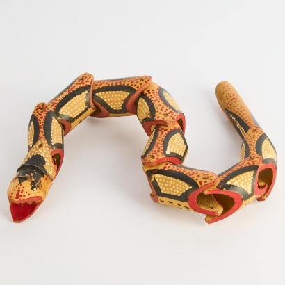 A Bamboo Hand Painted Articulating Snake