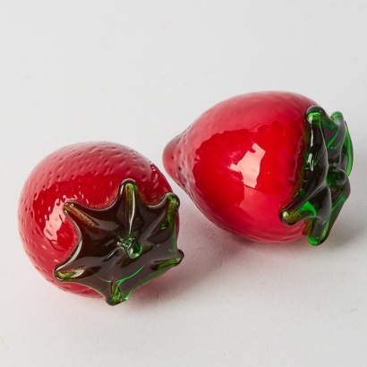 A Pair of Art Glass Strawberries