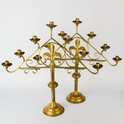 A Pair of Solid Brass Ecclesiastical Candelabras