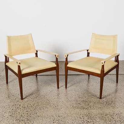A Pair of Contemporary Leather Safari Chairs