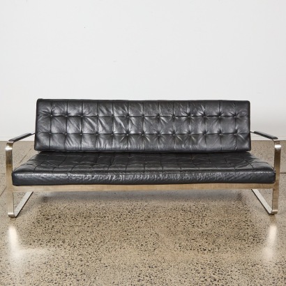 A Mid-Century Bauhaus Style Steel And Leather Sofa Af