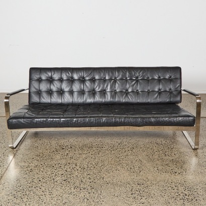 A Mid-Century Bauhaus Style Steel And Leather Sofa Af