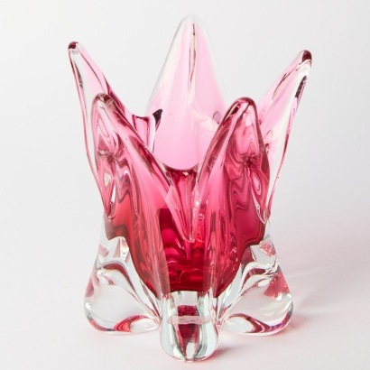 A Bohemian Pink Art Glass Vase Made in Czechoslovakia