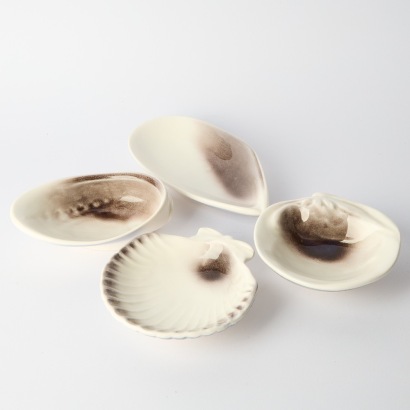 A Set of Four Studio Ceramics Shell Dishes