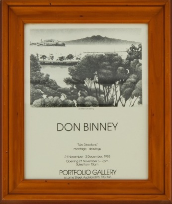A Flyer for the 1988 Portfolio Gallery Auckland Drawing Exhibition Two Directions by Don Binney