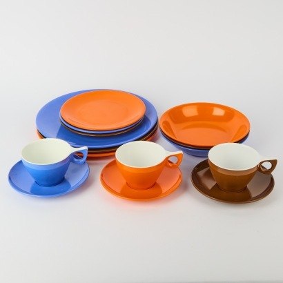 A Three Person Setting of Duraware Plates And Cups