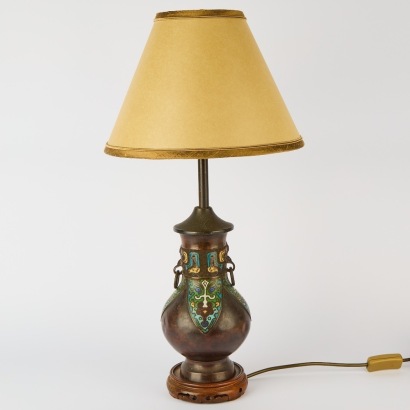A Vintage Champleve Enamel Table Lamp